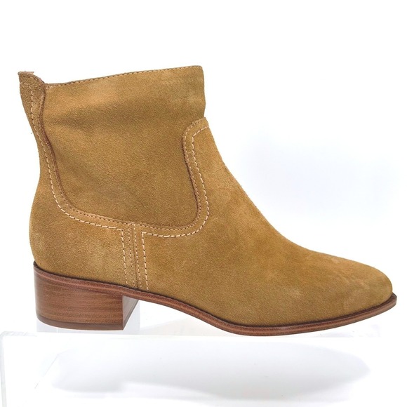 Cole Haan Size 8.5 Suede Ankle Boots NEW Chestnut Brown Leather Block Naia $180 - Picture 7 of 14